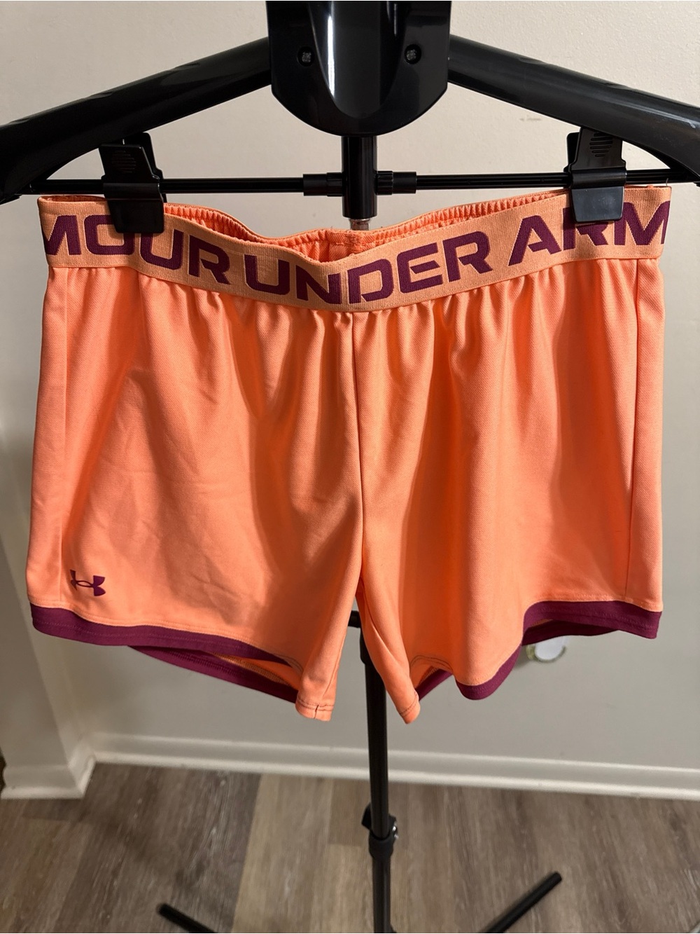 Under Armour Women’s Coral Athletic Shorts with Maroon Trim